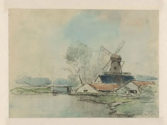 Framed Print : Windmill between the Haarlemmerpoort and the Leidse Bosje, 1903. Creator: Pieter H.J.J. Ras Framed Print : Windmill between the Haarlemmerpoort and the Leidse Bosje, 1903. Creator: Pieter H.J.J. Ras