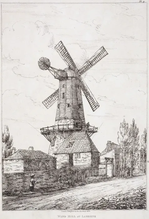 Framed Print : Windmill, Lambeth, London, 1814 Framed Print : Windmill, Lambeth, London, 1814