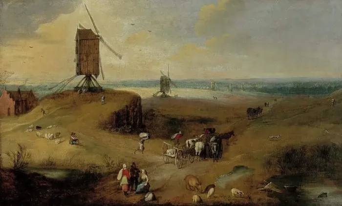 Framed Print : Windmill landscape in Flanders, 1607-1635. Creator: Joos de Momper, the younger Framed Print : Windmill landscape in Flanders, 1607-1635. Creator: Joos de Momper, the younger