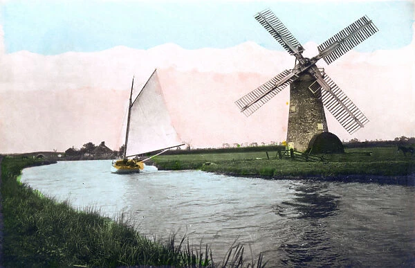 A windmill on the Norfolk Broads, Norfolk, 1926. Artist: Cavenders Ltd