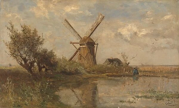 Windmill on a Pond, c.1860-c.1903. Creator: Paul Joseph Constantin Gabriel