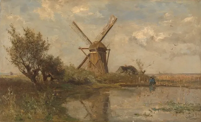 Framed Print : Windmill on a Pond, c.1860-c.1903. Creator: Paul Joseph Constantin Gabriel Framed Print : Windmill on a Pond, c.1860-c.1903. Creator: Paul Joseph Constantin Gabriel
