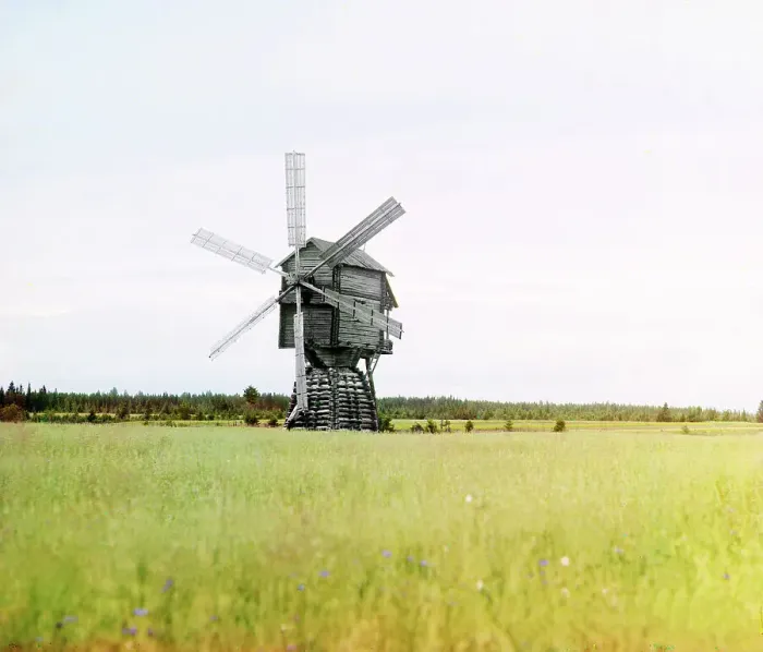 Framed Print : Windmill [Russian Empire], 1909. Creator: Sergey Mikhaylovich Prokudin-Gorsky