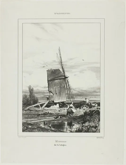 Framed Print : Windmill of Sologne, 1835. Creator: Jules Dupré Framed Print : Windmill of Sologne, 1835. Creator: Jules Dupré