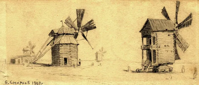 Framed Print : Windmills on the Baraba Steppe near Omsk, 1904. Creator: Boris Vasilievich Smirnov Framed Print : Windmills on the Baraba Steppe near Omsk, 1904. Creator: Boris Vasilievich Smirnov