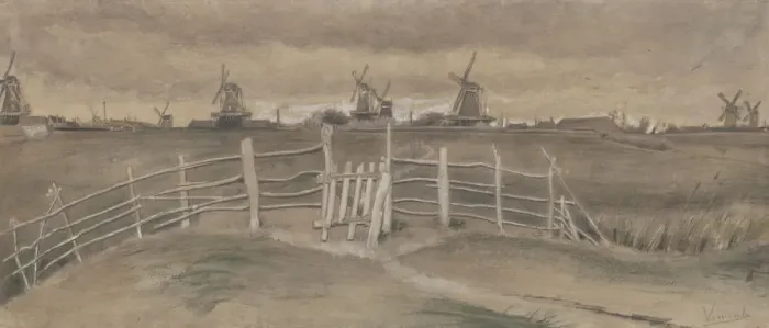 Framed Print : Windmills at Dordrecht (Weeskinderendijk), 1881 Framed Print : Windmills at Dordrecht (Weeskinderendijk), 1881