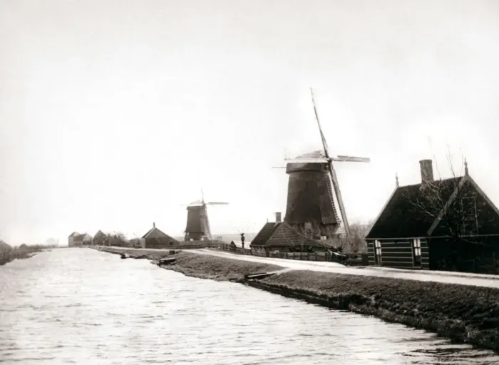 Framed Print : Windmills, Laandam, Netherlands, 1898. Artist: James Batkin Framed Print : Windmills, Laandam, Netherlands, 1898. Artist: James Batkin