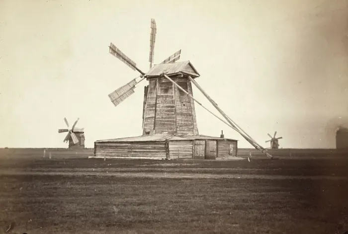 Framed Print : Windmills near Omsk, 1885. Creator: Unknown Framed Print : Windmills near Omsk, 1885. Creator: Unknown