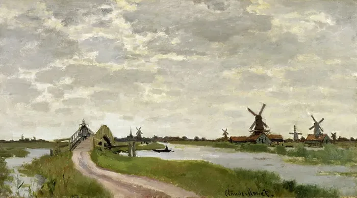Framed Print : Windmills Near Zaandam, 1871. Creator: Claude Monet Framed Print : Windmills Near Zaandam, 1871. Creator: Claude Monet