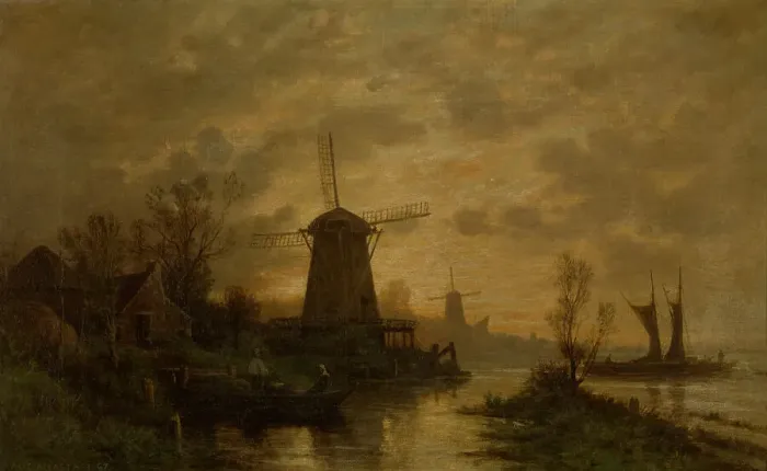 Framed Print : Windmills in Schiedam, 1867. Creator: Auguste-Paul-Charles Anastasi Framed Print : Windmills in Schiedam, 1867. Creator: Auguste-Paul-Charles Anastasi