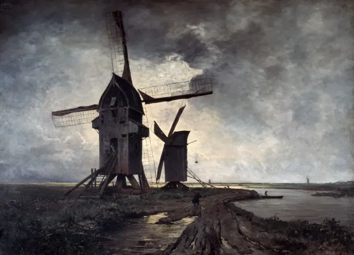 Framed Print : Windmills of the Surrounding Landscape of Lille, 1877. Artist: Emmanuel Lansyer Framed Print : Windmills of the Surrounding Landscape of Lille, 1877. Artist: Emmanuel Lansyer
