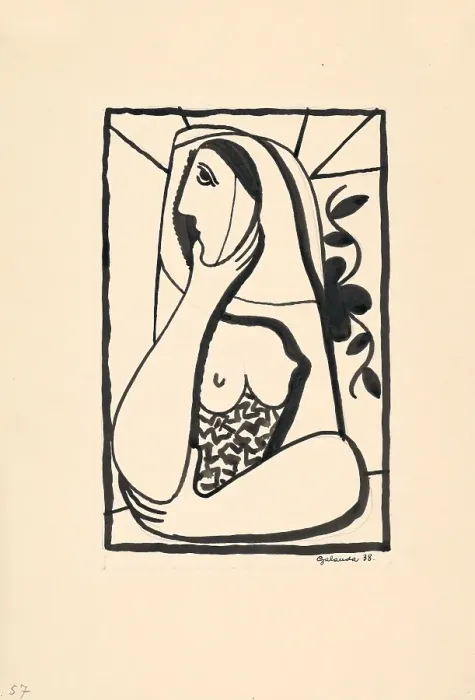Framed Print : In the window, 1938. Creator: Mikulas Galanda Framed Print : In the window, 1938. Creator: Mikulas Galanda