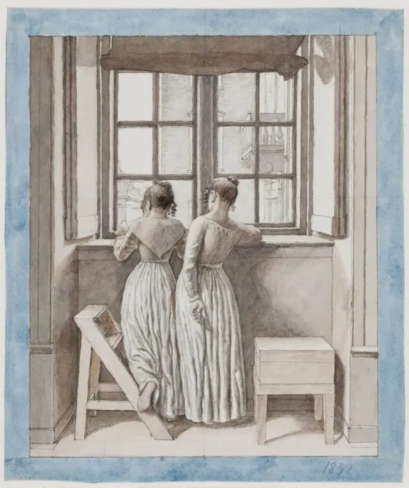 Framed Print : At a Window in the Artists Studio, 1852. Artist: Eckersberg, Christoffer-Wilhelm (1783-1853) Framed Print : At a Window in the Artists Studio, 1852. Artist: Eckersberg, Christoffer-Wilhelm (1783-1853)