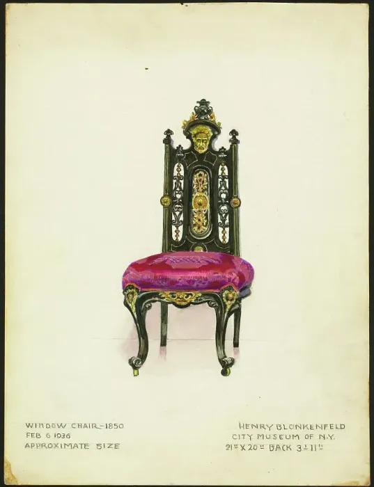Framed Print : Window Chair (one of a pair), 1936. Creator: Henry Blonkenfeld Framed Print : Window Chair (one of a pair), 1936. Creator: Henry Blonkenfeld