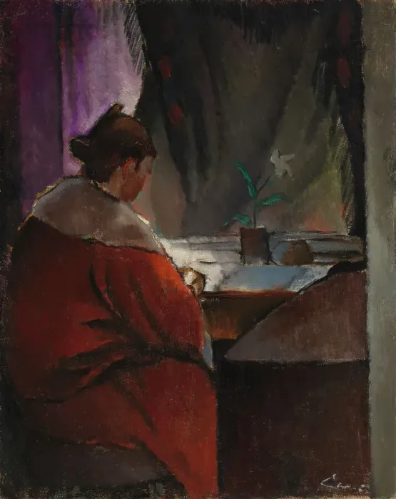 Framed Print : At the window. Creator: Alvar Cawén Framed Print : At the window. Creator: Alvar Cawén