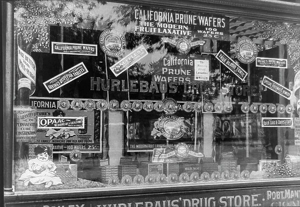 Window display of Hurlebaus Drug Store, 1897-1898, 1897 or 1898. Creator: Frances Benjamin Johnston