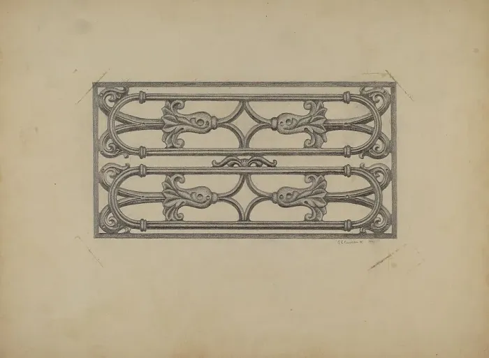 Framed Print : Window Grille, 1937. Creator: Austin L. Davison Framed Print : Window Grille, 1937. Creator: Austin L. Davison