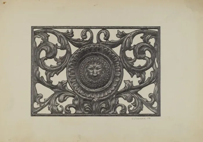 Framed Print : Window Grille, 1937. Creator: Austin L. Davison Framed Print : Window Grille, 1937. Creator: Austin L. Davison