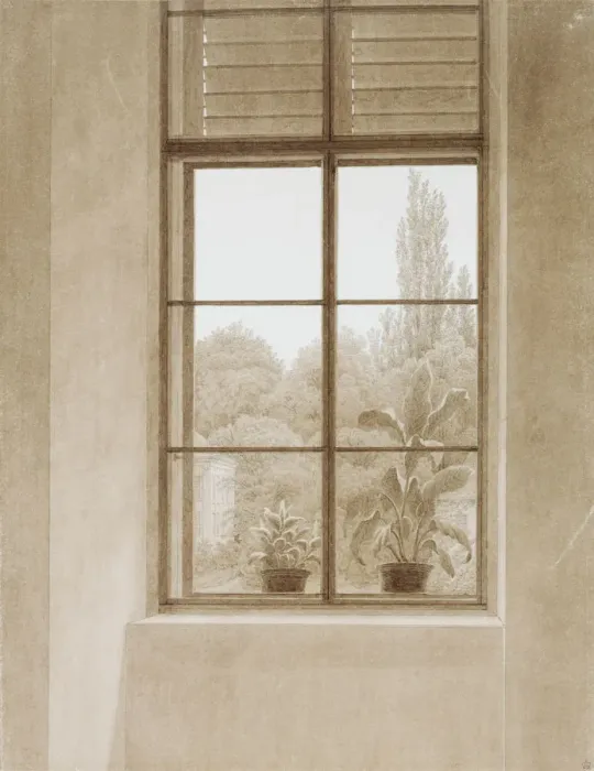 Framed Print : Window Looking over the Park, 1810-1811. Artist: Caspar David Friedrich Framed Print : Window Looking over the Park, 1810-1811. Artist: Caspar David Friedrich