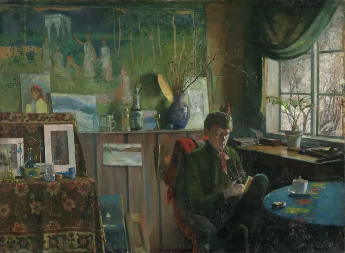 Framed Print : At the Window. Portrait of the Artist Kalle Lochen, 1887. Creator: Karl Jensen-Hjell Framed Print : At the Window. Portrait of the Artist Kalle Lochen, 1887. Creator: Karl Jensen-Hjell