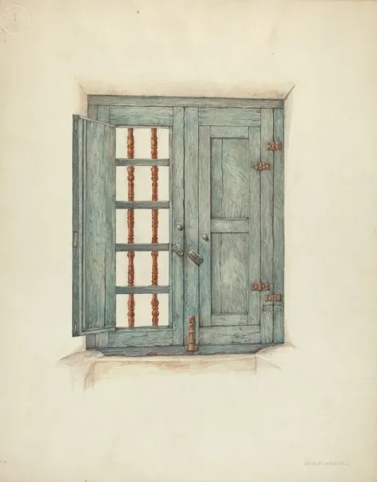 Framed Print : Window Shutters and Details, c. 1939. Creator: William Kieckhofel Framed Print : Window Shutters and Details, c. 1939. Creator: William Kieckhofel