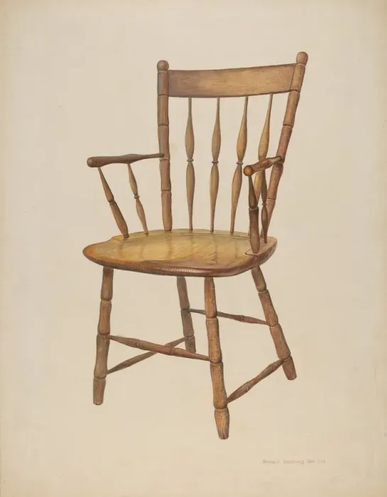 Framed Print : Windsor Armchair, c. 1940. Creator: Donald Harding Framed Print : Windsor Armchair, c. 1940. Creator: Donald Harding