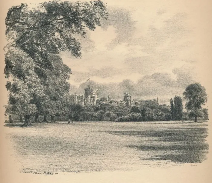 Framed Print : Windsor Castle From the Home Park, 1902. Artist: Thomas Robert Way Framed Print : Windsor Castle From the Home Park, 1902. Artist: Thomas Robert Way