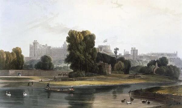Windsor Castle from the River Thames at Eton, c1827-30. Creator: William Daniell (1769-1837)