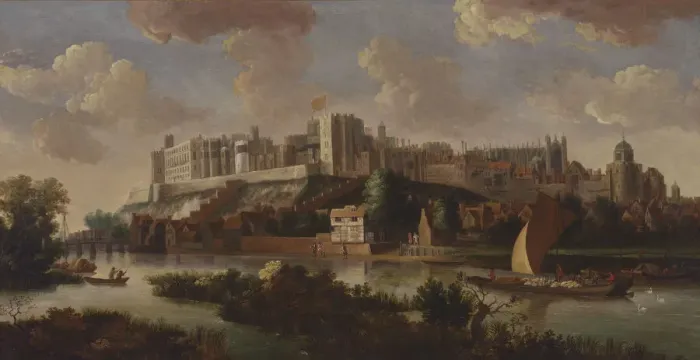 Framed Print : Windsor Castle Seen from the Thames, ca. 1700. Creator: Unknown Framed Print : Windsor Castle Seen from the Thames, ca. 1700. Creator: Unknown