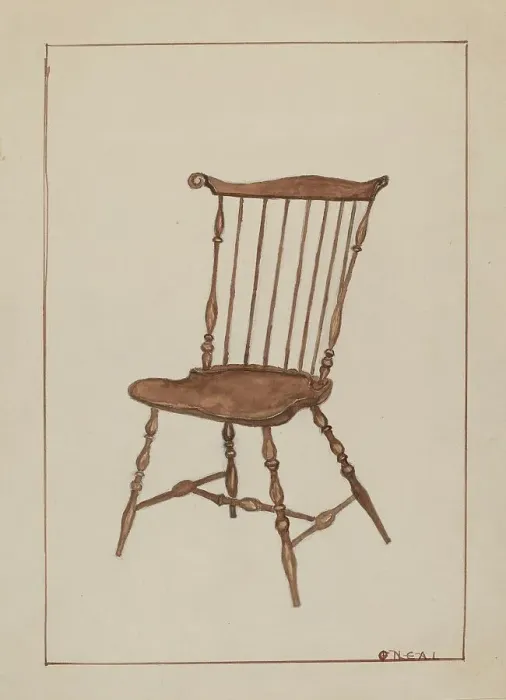 Framed Print : Windsor Chair, 1935 / 1942. Creator: Florence Neal Framed Print : Windsor Chair, 1935 / 1942. Creator: Florence Neal