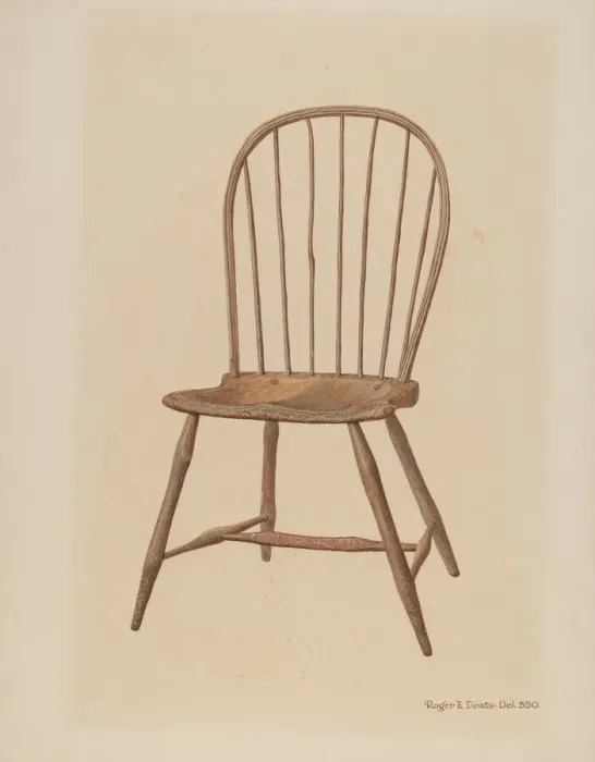 Framed Print : Windsor Comb-Back Chair, 1940. Creator: Roger Deats Framed Print : Windsor Comb-Back Chair, 1940. Creator: Roger Deats