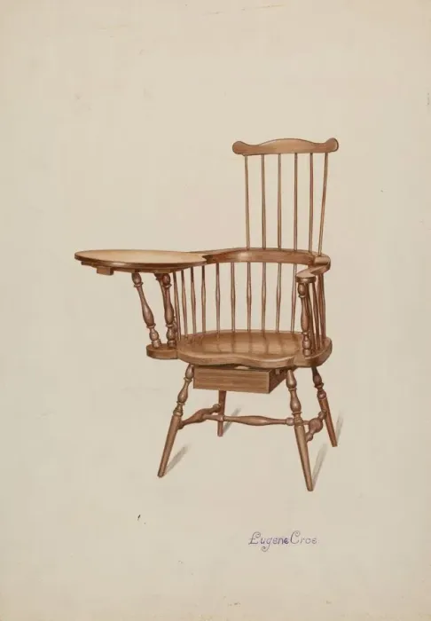 Framed Print : Windsor Desk Armchair, c. 1937. Creator: Eugene Croe Framed Print : Windsor Desk Armchair, c. 1937. Creator: Eugene Croe