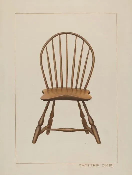 Framed Print : Windsor Fan-back Chair, c. 1938. Creator: Vincent P. Rosel Framed Print : Windsor Fan-back Chair, c. 1938. Creator: Vincent P. Rosel