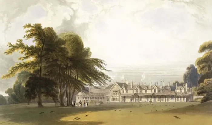 Framed Print : Windsor Park: the Royal Lodge, c1827-30. Creator: William Daniell (1769-1837) Framed Print : Windsor Park: the Royal Lodge, c1827-30. Creator: William Daniell (1769-1837)