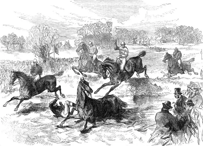 Framed Print : The Windsor Steeplechase, 1869. Creator: Unknown