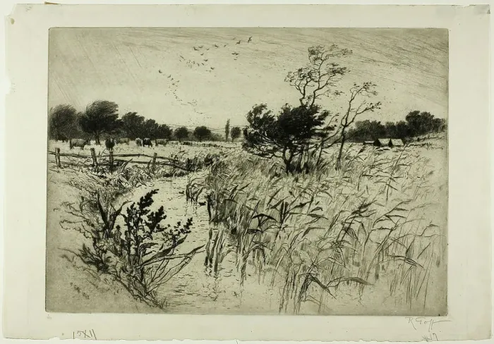 Framed Print : A Windy Day, 1892. Creator: Robert Charles Goff Framed Print : A Windy Day, 1892. Creator: Robert Charles Goff