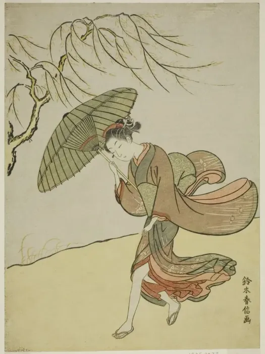 Framed Print : A Windy Day, c. 1767 / 68. Creator: Suzuki Harunobu Framed Print : A Windy Day, c. 1767 / 68. Creator: Suzuki Harunobu