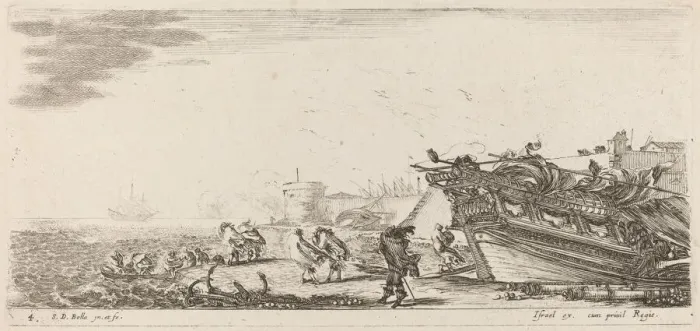 Framed Print : Windy Harbor, 1644. Creator: Stefano della Bella Framed Print : Windy Harbor, 1644. Creator: Stefano della Bella