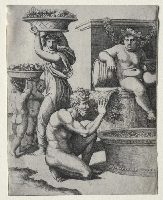 Framed Print : The Wine Press. Creator: Marcantonio Raimondi (Italian, 1470 / 82-1527 / 34) Framed Print : The Wine Press. Creator: Marcantonio Raimondi (Italian, 1470 / 82-1527 / 34)