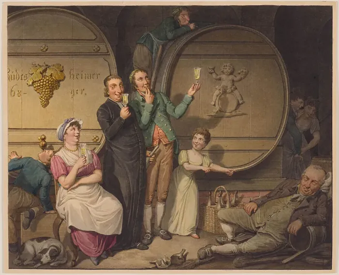 Framed Print : The Wine Tasting. Scenes of life during the Biedermeier period. Creator: Opiz, Georg Emanuel (1775-1841) Framed Print : The Wine Tasting. Scenes of life during the Biedermeier period. Creator: Opiz, Georg Emanuel (1775-1841)