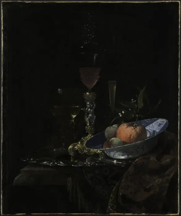 Framed Print : Wineglass and a Bowl of Fruit, 1663. Creator: Willem Kalf (Dutch, 1619-1693) Framed Print : Wineglass and a Bowl of Fruit, 1663. Creator: Willem Kalf (Dutch, 1619-1693)