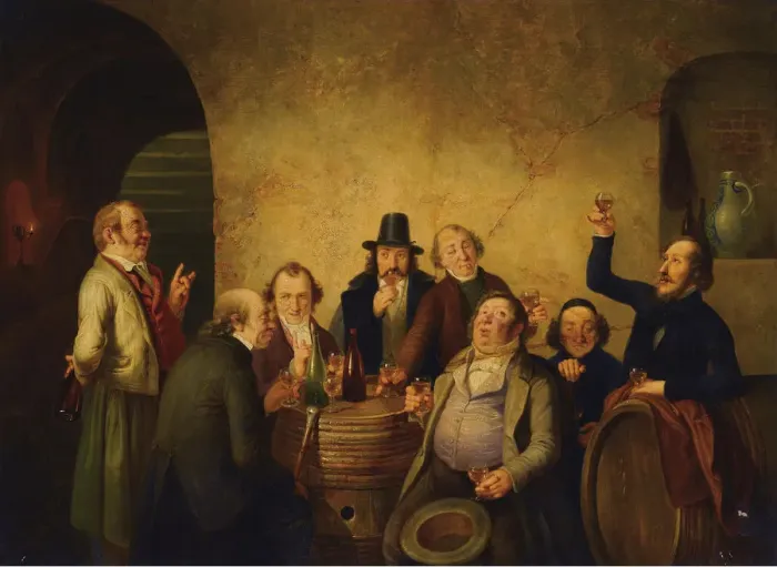 Framed Print : Winetasting. Artist: Hasenclever, Johann Peter (1810-1853) Framed Print : Winetasting. Artist: Hasenclever, Johann Peter (1810-1853)