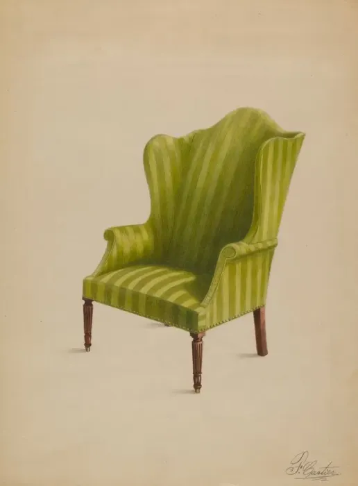 Framed Print : Wing Chair, c. 1936. Creator: Ferdinand Cartier Framed Print : Wing Chair, c. 1936. Creator: Ferdinand Cartier