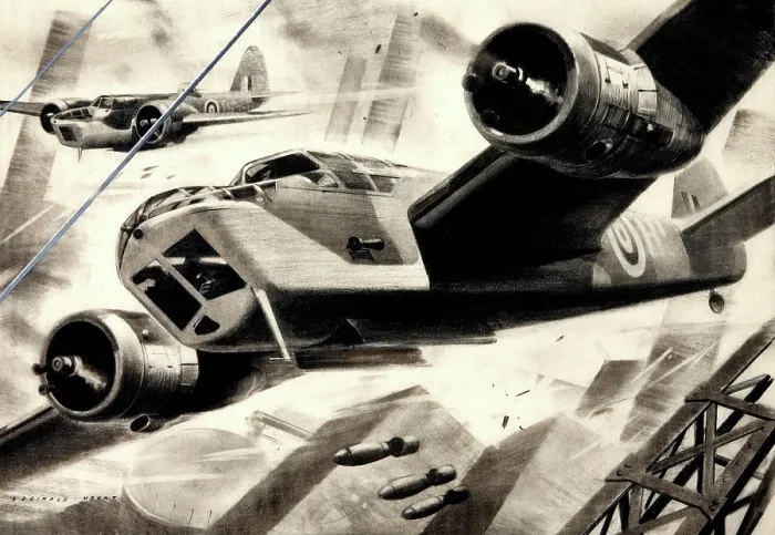 Framed Print : Wing Commander H I Edwards, RAF: aircraft in bombing raid, between 1939 and 1946. Creators: Central Office of Information, Reginald Mount Framed Print : Wing Commander H I Edwards, RAF: aircraft in bombing raid, between 1939 and 1946. Creators: Central Office of Information, Reginald Mount
