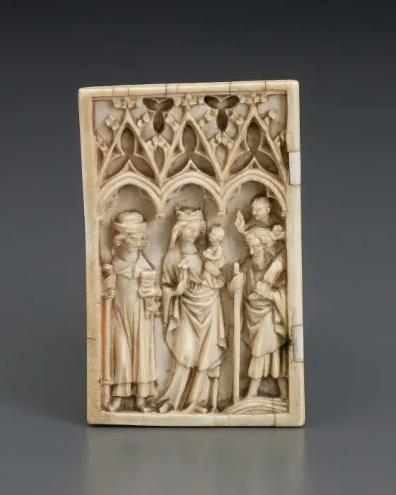 Framed Print : Wing of a Diptych: Virgin and Child with St. James the Greater and St... 3rd quarter of 14th cent. Creator: Unknown Framed Print : Wing of a Diptych: Virgin and Child with St. James the Greater and St... 3rd quarter of 14th cent. Creator: Unknown