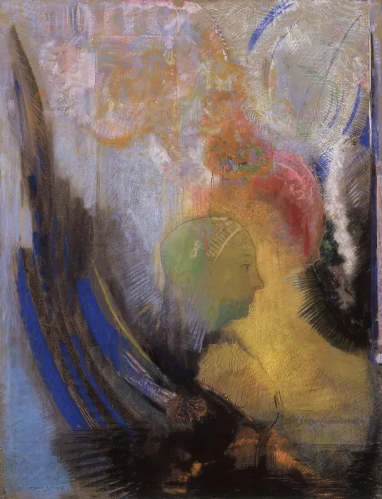 Framed Print : Winged Bust in Profile, c1899. Creator: Redon, Odilon (1840-1916) Framed Print : Winged Bust in Profile, c1899. Creator: Redon, Odilon (1840-1916)