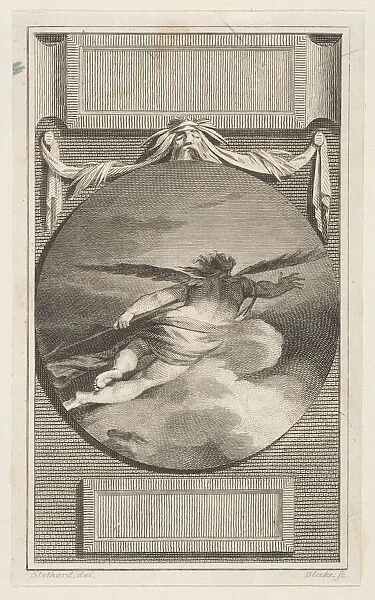 Winged Figure Flying Through Clouds, ca. 1780-87. Creator: William Blake
