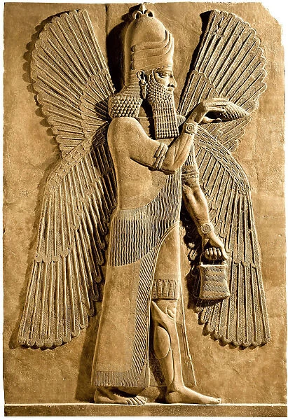 Winged genie. Detail of a relief from the palace of Assyrian king Sargon II, 722-705 BC. Artist: Assyrian Art