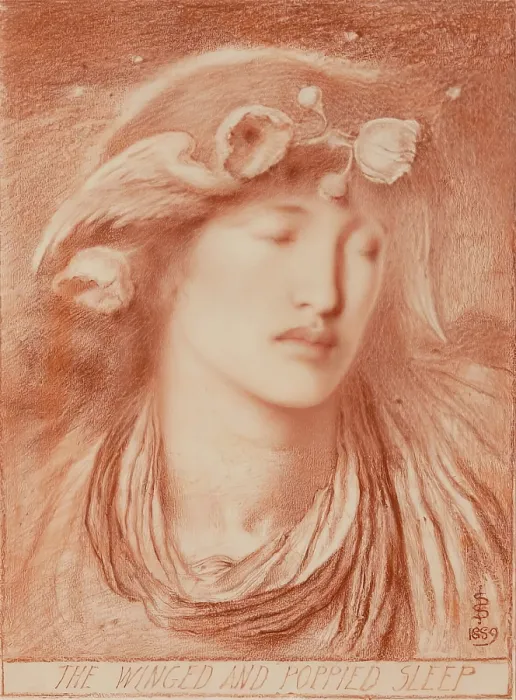 Framed Print : The Winged And Poppied Sleep, 1889. Creator: Simeon Solomon Framed Print : The Winged And Poppied Sleep, 1889. Creator: Simeon Solomon