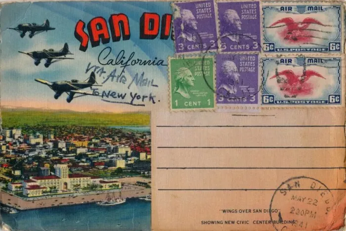 Framed Print : Wings Over San Diego - Showing New Civic Center Building, c1941 Framed Print : Wings Over San Diego - Showing New Civic Center Building, c1941